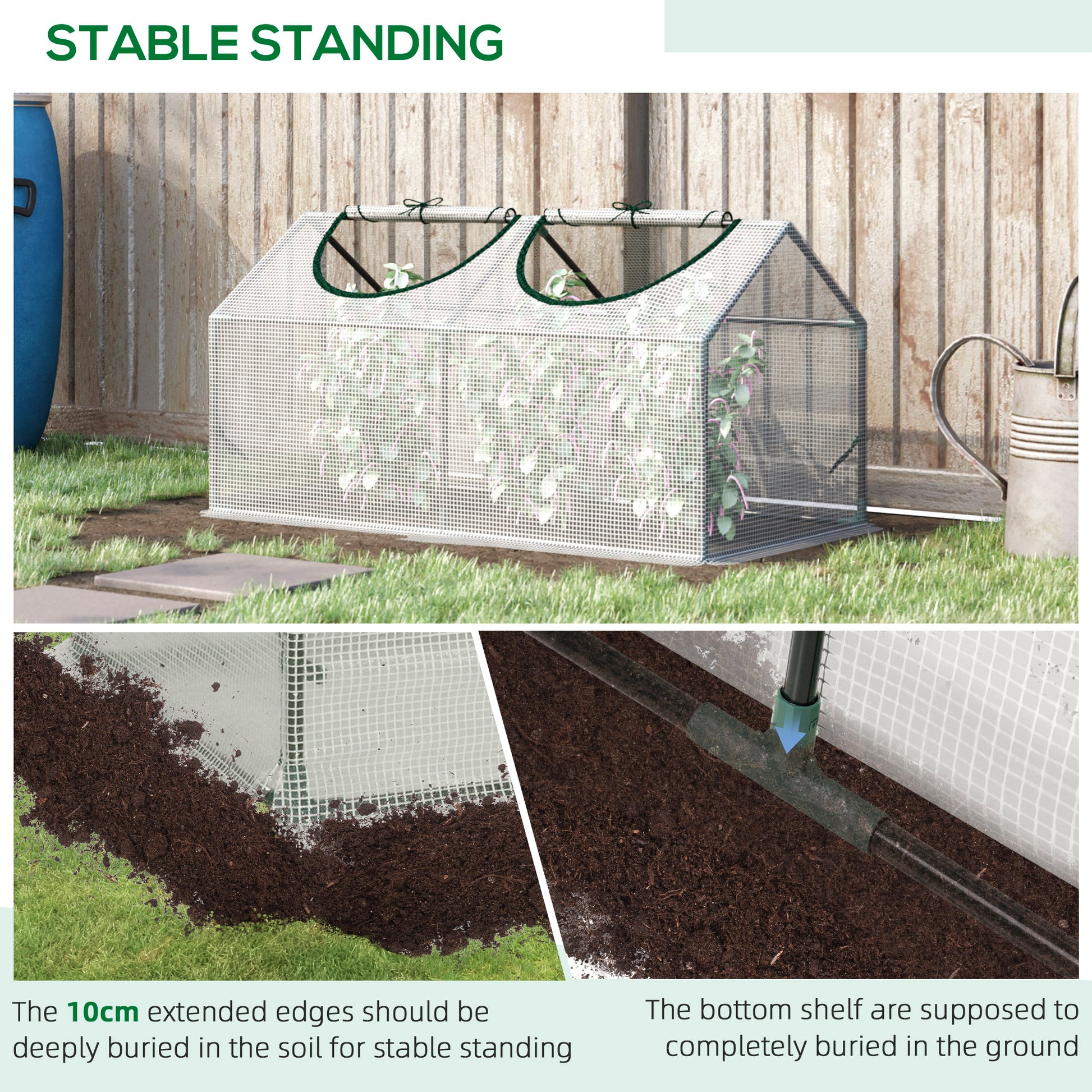 47" x 24" x 24" Portable Mini Tunnel Greenhouse Garden Planting Outdoor Flower Warm House Box with 2 Windows Steel Frame