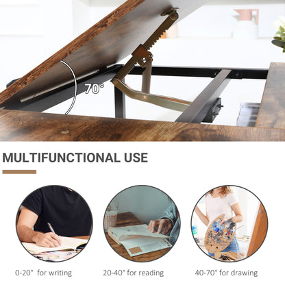 Adjustable Drafting Table Art Desk Drawing Table Craft Desk Workstation for Painting Multifunctional Writing Desk with T