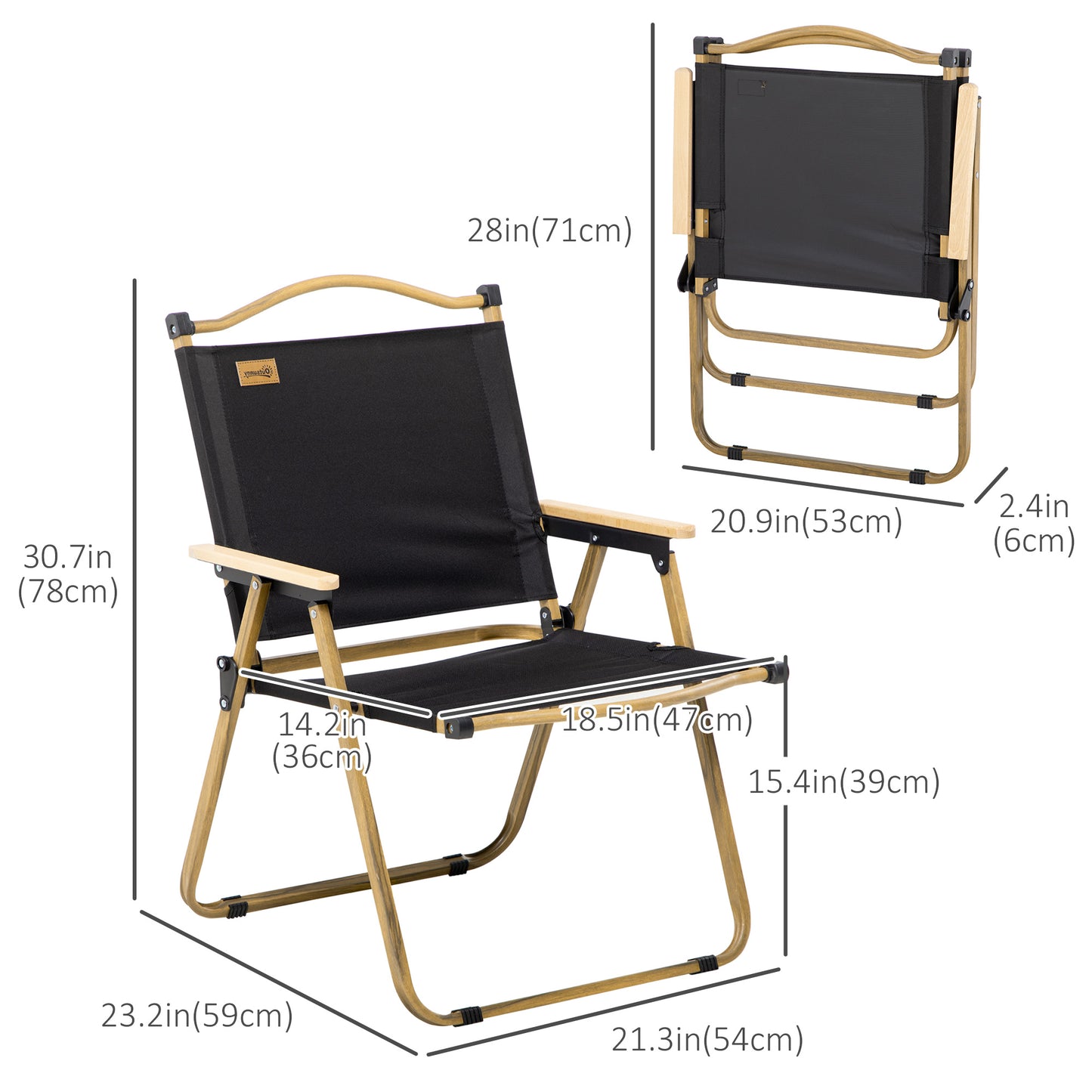 Set of 2 Camping Chair, Lightweight Folding Chair, Portable Armchairs, Excellent for Festivals, Fishing, Beach and Hikin