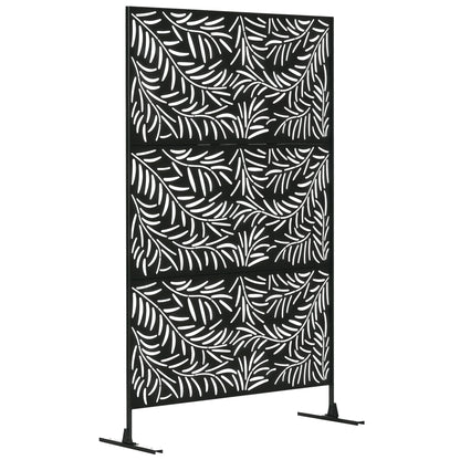 Metal Outdoor Privacy Screen, Decorative Outdoor Divider with Stand and Expansion Screws, Freestanding Privacy Panel for