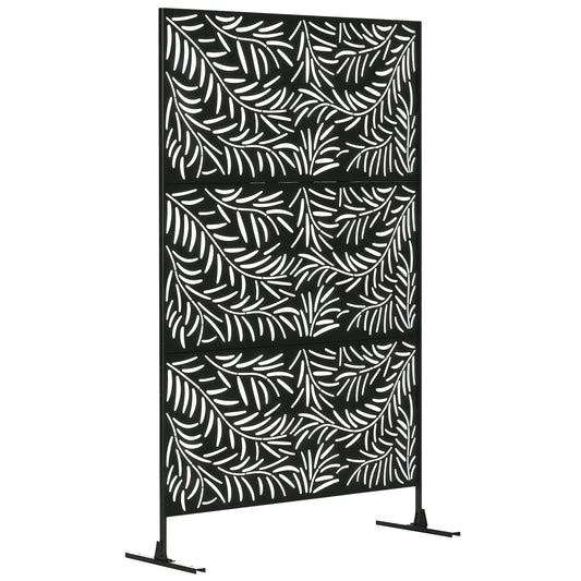 Metal Outdoor Privacy Screen, Decorative Outdoor Divider with Stand and Expansion Screws, Freestanding Privacy Panel for