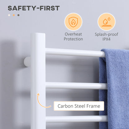 8-Bar Heated Towel Warmer Rack with Built-in Timer and LED Indicators, Wall Mounted & Free Standing Carbon Steel Electri
