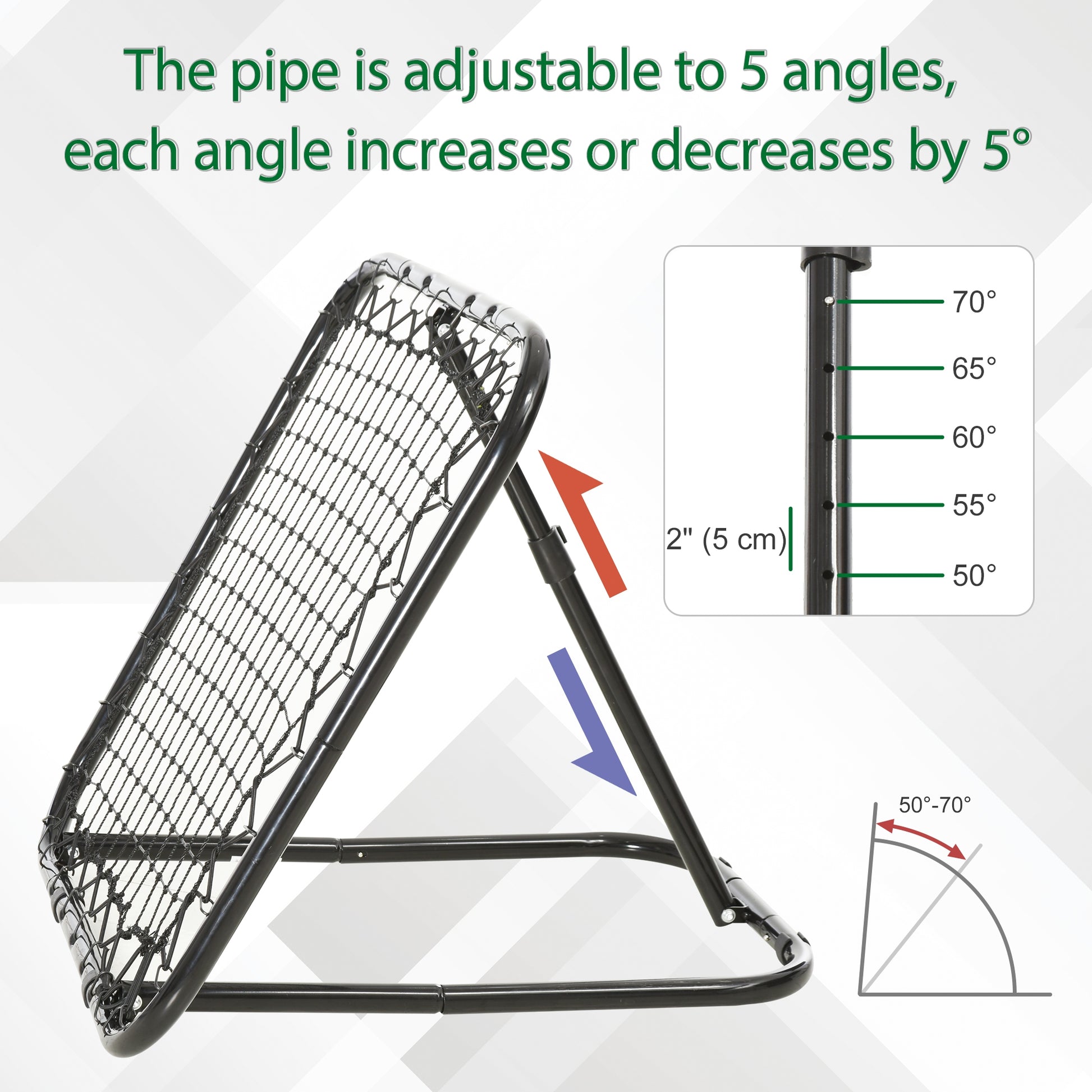 Soozier Soccer Rebounder Net, 3' x 3', Angle Adjustable Baseball Rebounder Net Training Equipment Aid with Quick Folding