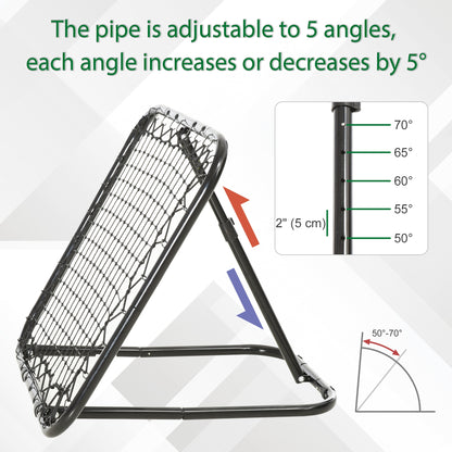 Soozier Soccer Rebounder Net, 3' x 3', Angle Adjustable Baseball Rebounder Net Training Equipment Aid with Quick Folding
