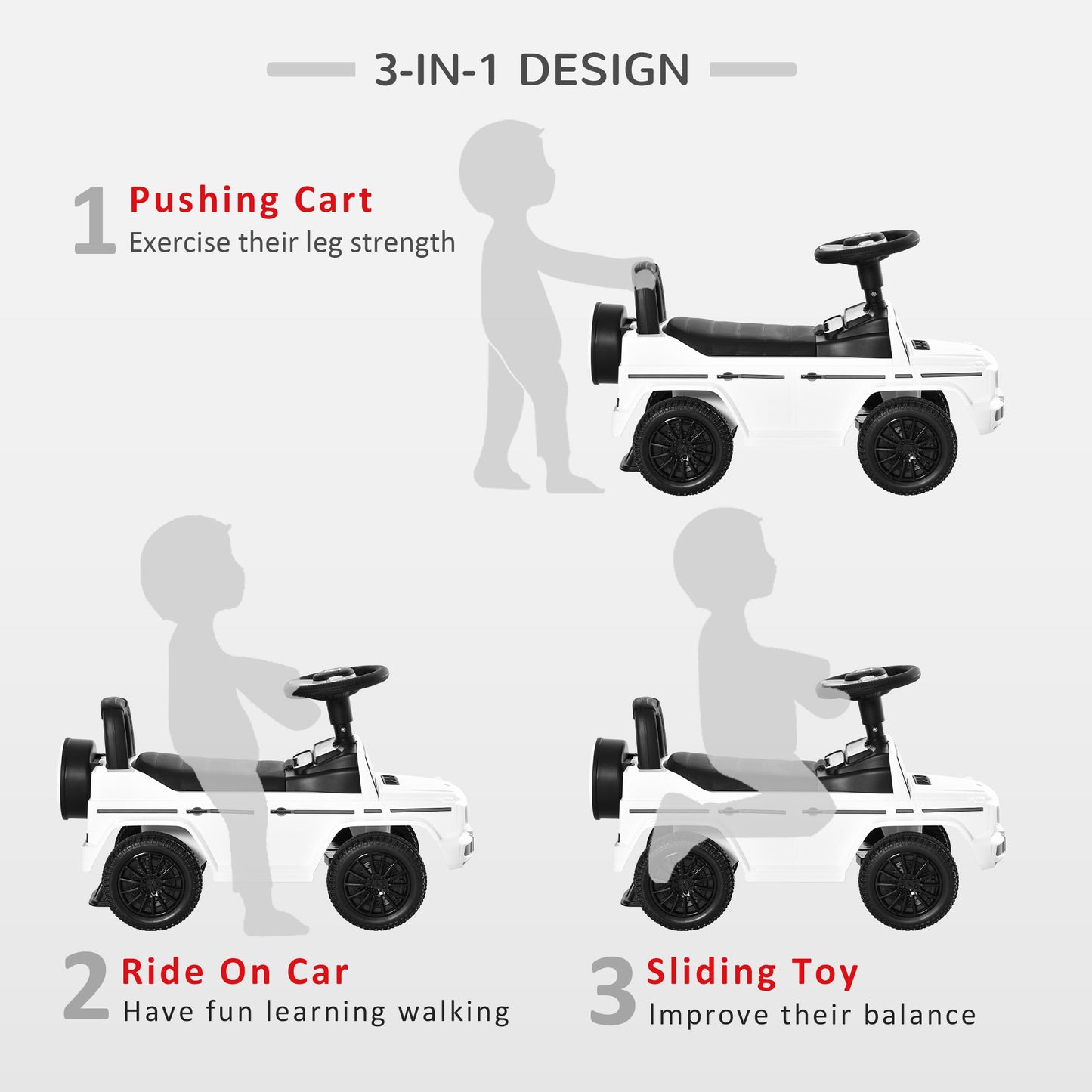 VarietyKart Compatible Baby Toddler Push Car Foot-to-Floor Ride-On Wheel Mercedes-Benz G350 Licensed White