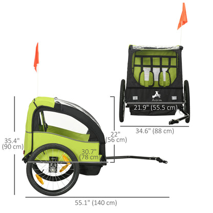 VarietyKart 2 Seat Bike Trailer for Kids, Baby Stroller with Storage Bag, 5 Point Harness, Bicycle Trailer with 20" Whee