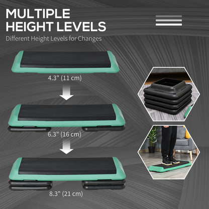 Soozier 43" Adjustable Aerobic Platform Stepper 3 Level with Risers 4” 6” 8” Cardio Fitness Trainer Workout Step Home Gy