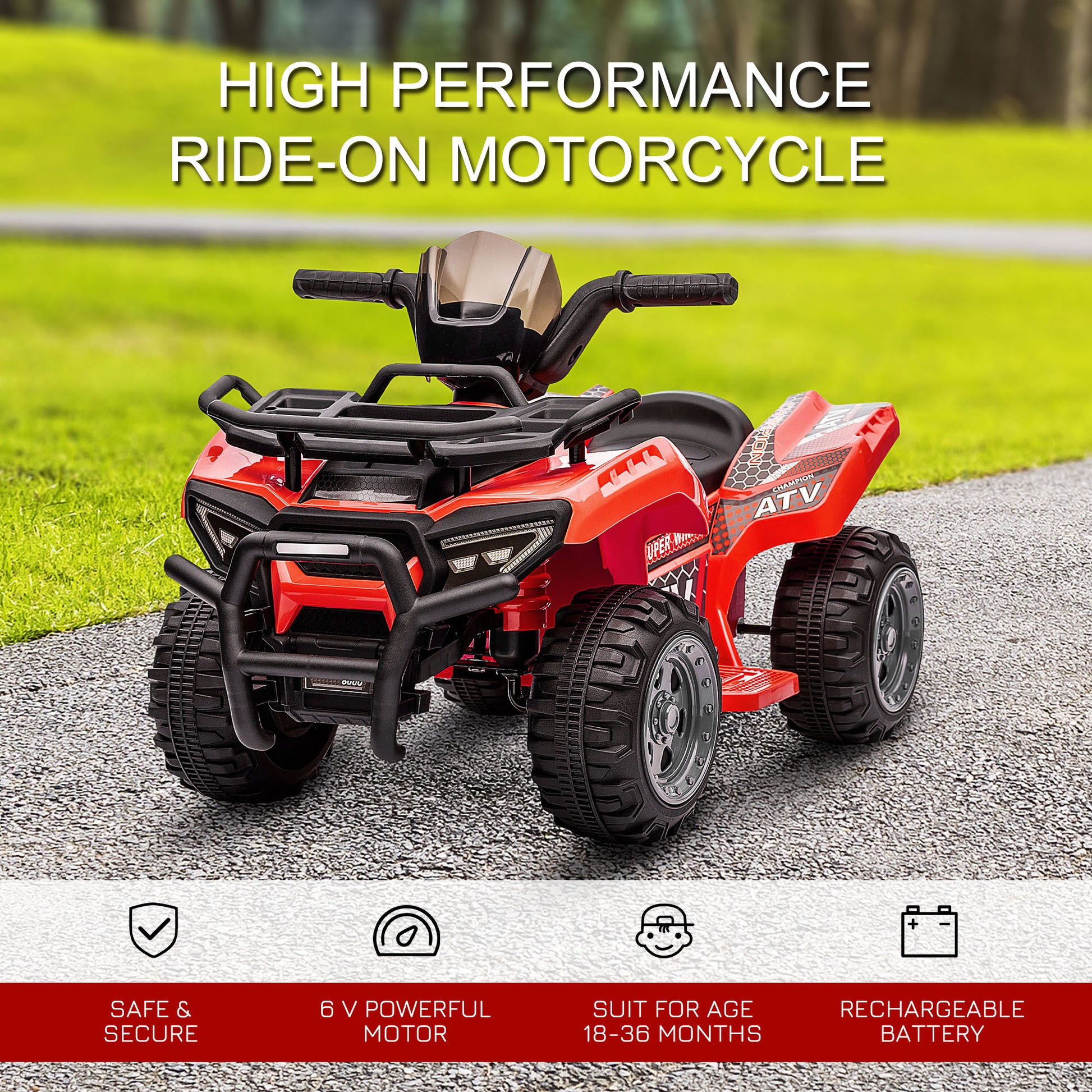 VarietyKart 6V Kids ATV Quad, 4 Wheeler Battery Powered Electric Ride on Car with Music, Forward, for Boys and Girls Age