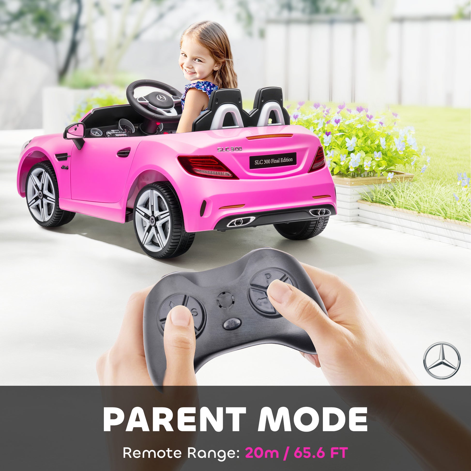 VarietyKart 12V Ride On Car with Parent Remote Control Two Motors Music Lights Suspension Wheels for 3-6 Years Pink