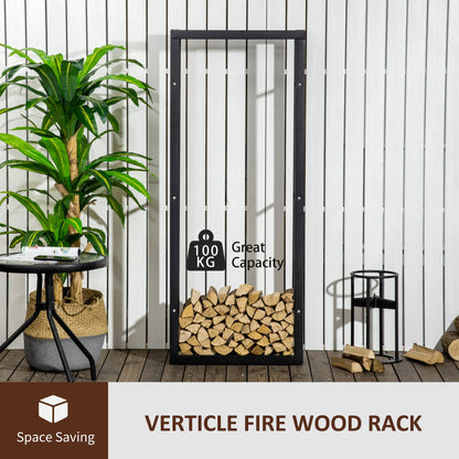 23.6" x 9.8" x 59.1" Firewood Rack Outdoor, Log Holder Fireplace Storage Rack with Handles and 220 lbs. Weight Capacity,