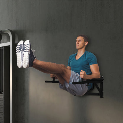 Soozier Wall Mounted Dip Station Multi-Function Power Tower Set Home Gym Pull Up Bar Chin Up Exercise Bar Knee Raise Tri