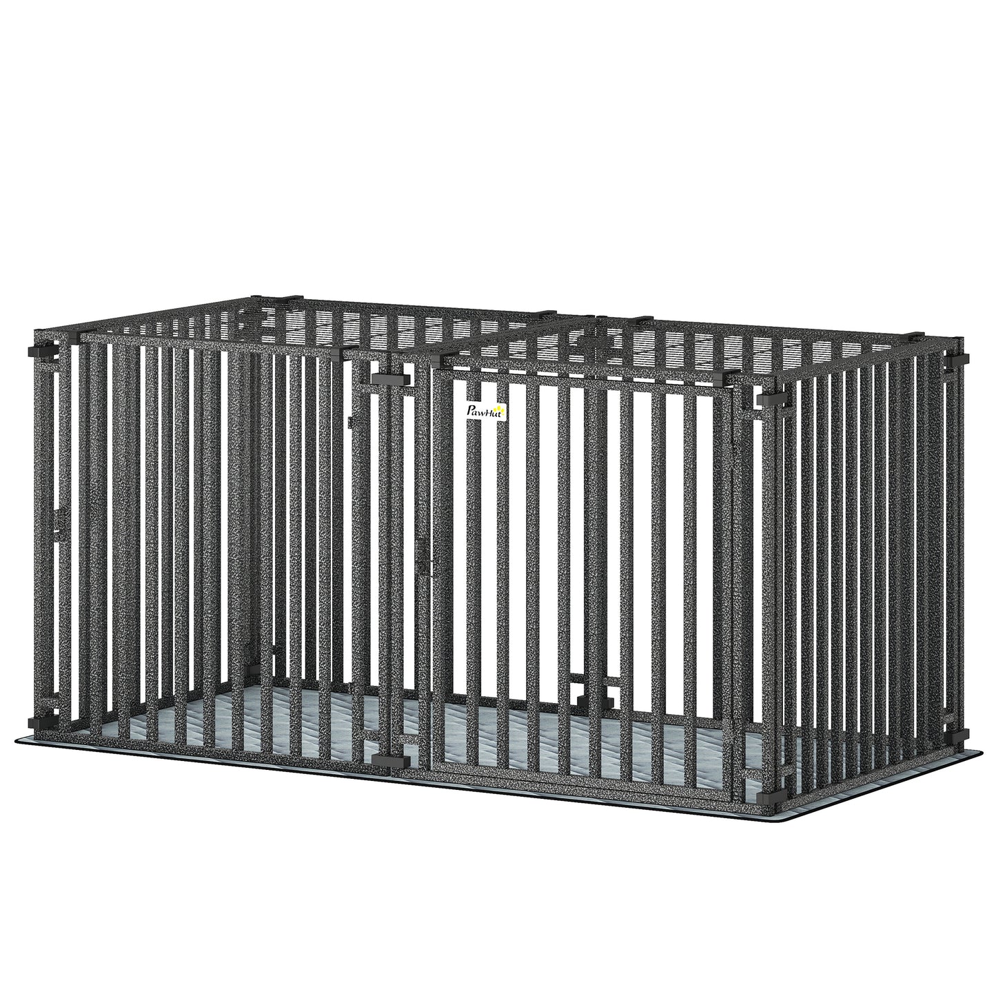 55 Inch Heavy Duty Dog Crate, Extra Large Metal Dog Cage Kennel with Mat for Large Breeds, Modular Puppy Playpen