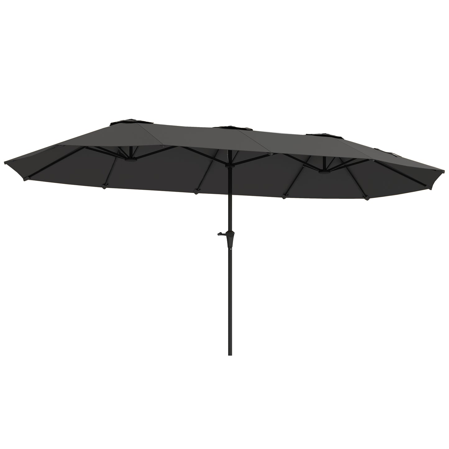 13ft Double-Sided Patio Umbrella with Crank Handle, for Poolside, Deck, Garden,  Dark Grey