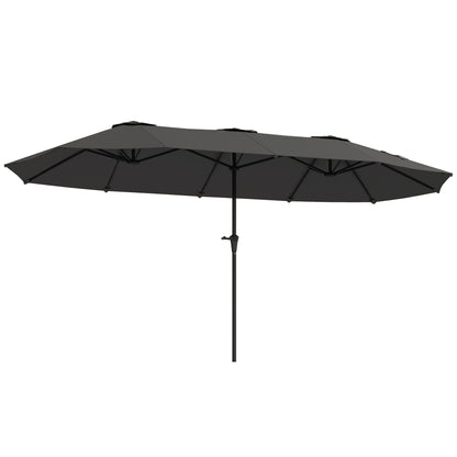 13ft Double-Sided Patio Umbrella with Crank Handle, for Poolside, Deck, Garden,  Dark Grey