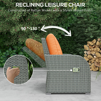 6 Pieces Patio Furniture with 2 Recliner Chairs, PE Wicker Sectional Furniture Conversation Set with a 3-Seat Sofa, 2 Fo
