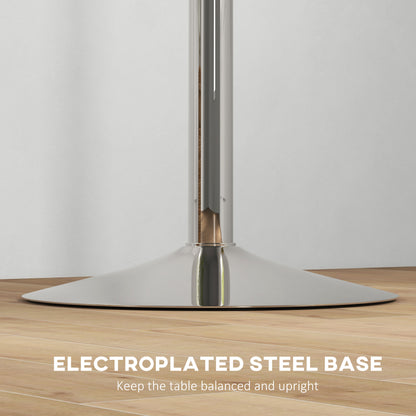 High Top Bar Table, Adjustable Round Kitchen Table with Swivel Top and Steel Base, Bistro Table for 2 People, White