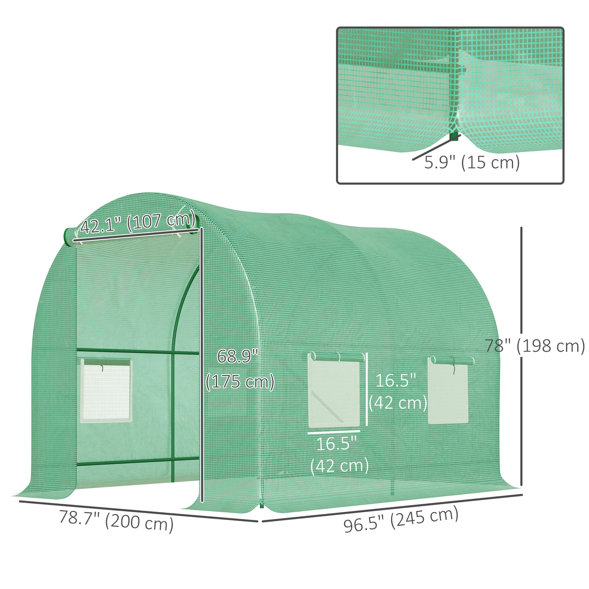 8'x6.6'x6.6' Heavy Duty Walk-in Greenhouse Garden Tunnel Hot House Outdoor Flower Vegetable Growth Warm House Roll Up Do