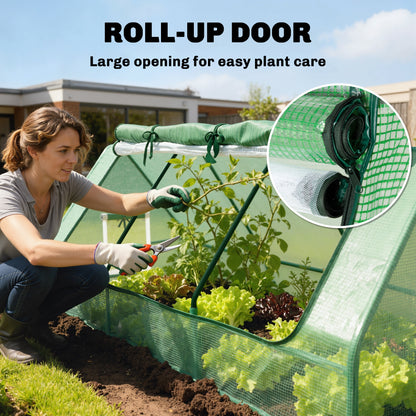 Portable Mini Greenhouse with Mesh Windows for Indoor and Outdoor, 94.5" x 35.4" x 35.4", Green