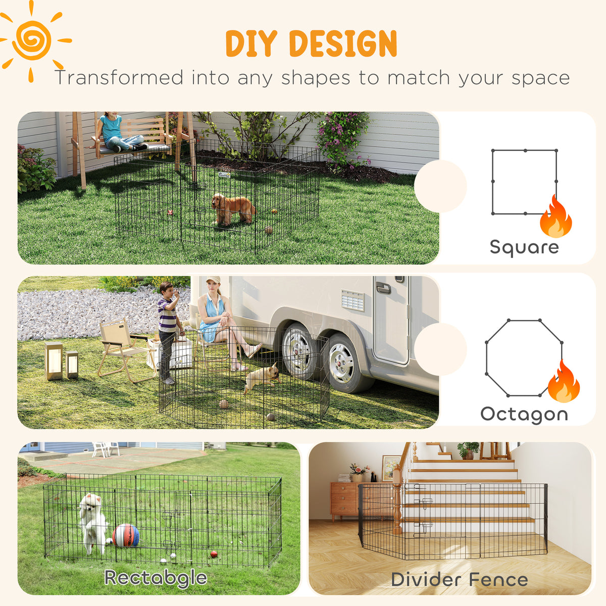 24inch Foldable Metal Exercise Pet Playpen Yard Dog Puppy Kennel Cage 8 Panel