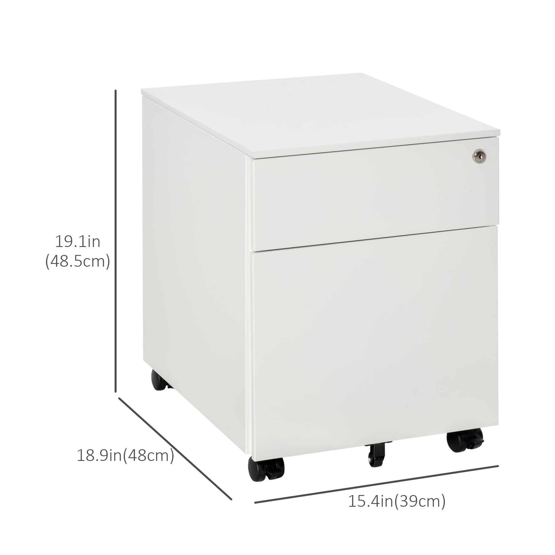 Lockable File Cabinet, Steel Filing Cabinet on Wheels for Legal, A4, Letter Size, with Pencil Tray for Home Office