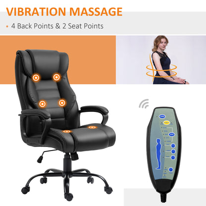 Massage Office Chair, High Back Executive Office Chair with 6-Point Vibration, Timer, Adjustable Height, Swivel Seat and
