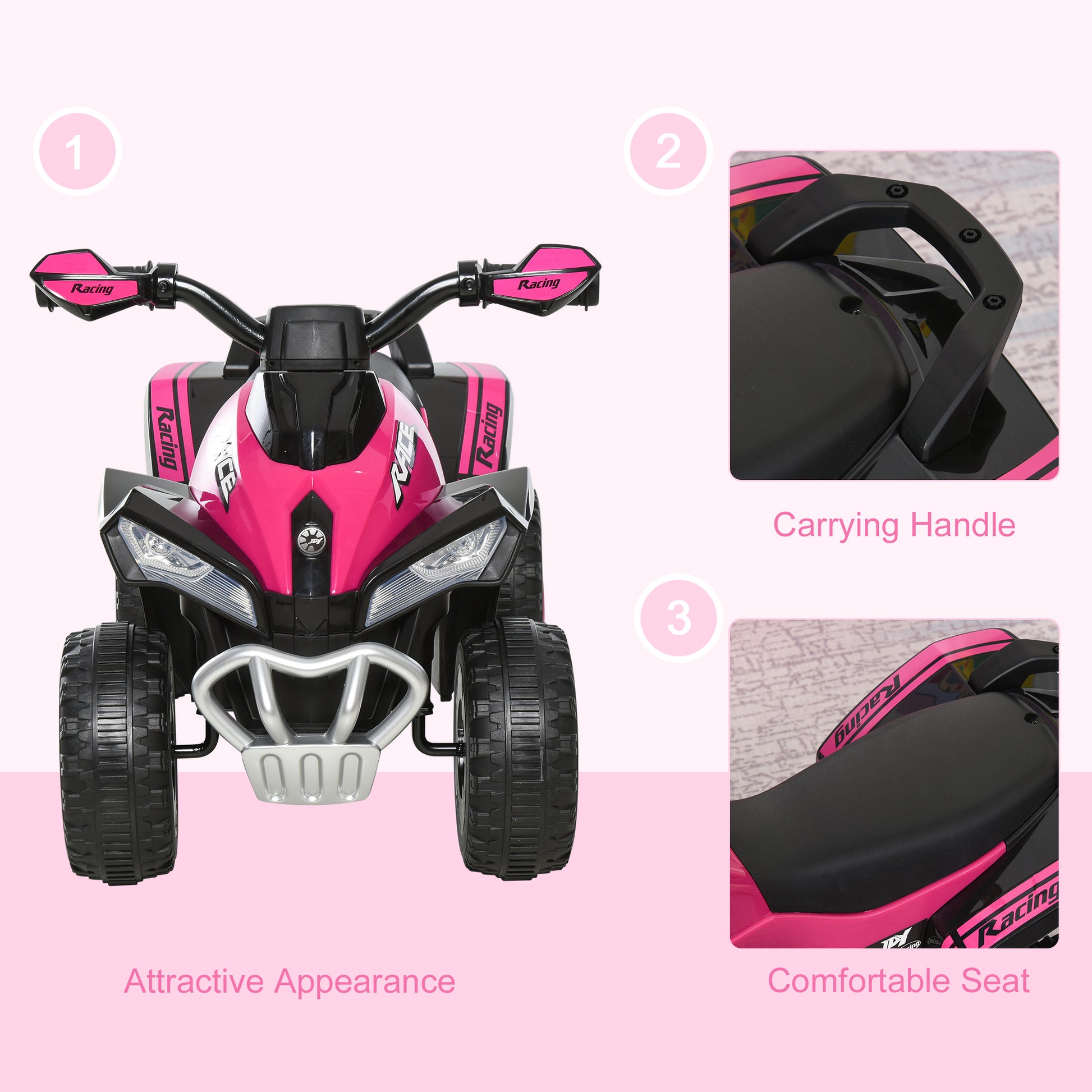 VarietyKart No Power 4 Wheels Ride on Toy for Kids, Foot To Floor Slider Toddler Ride-on Car with Music, Lightening, for