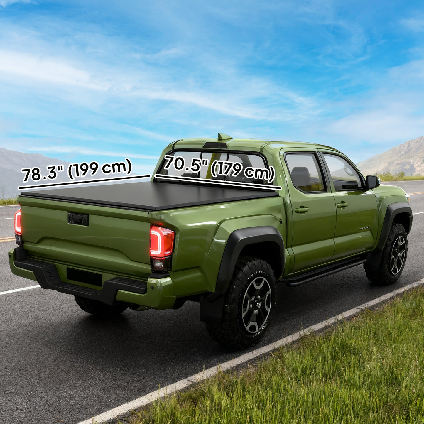 6.5'' Soft Tri-Fold Truck Bed Tonneau Cover for 6.4 ft Bed, Truck Bed Cover with Seal Strip, Black