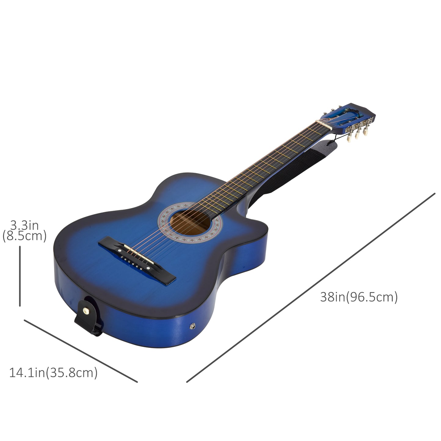 Soozier 38 Inch Full Size Classical Acoustic Electric Guitar Premium Gloss Finish with Strings, Picks, Shoulder Strap an