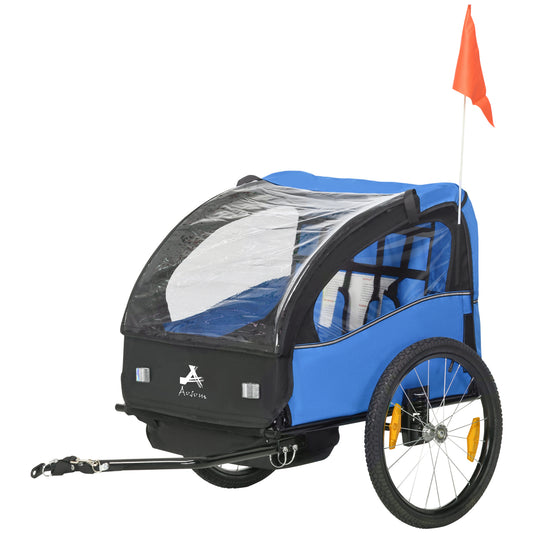 VarietyKart 2 Seat Bike Trailer for Kids, Baby Stroller with Storage Bag, 5 Point Harness, Bicycle Trailer with 20" Whee