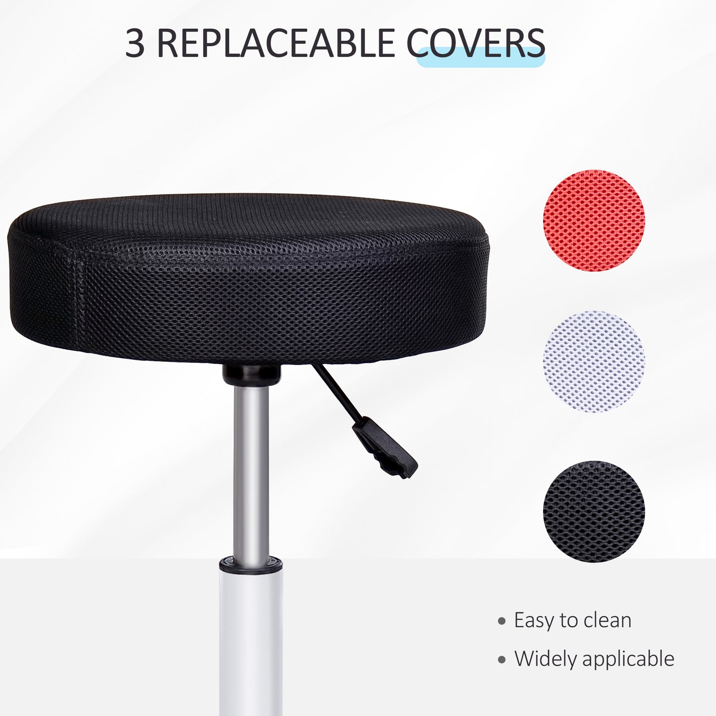 Adjustable Hydraulic Swivel Massage Salon Stool Facial Spa Tattoo Saddle Chair with 3 Changeable Seat Covers, Red/White/