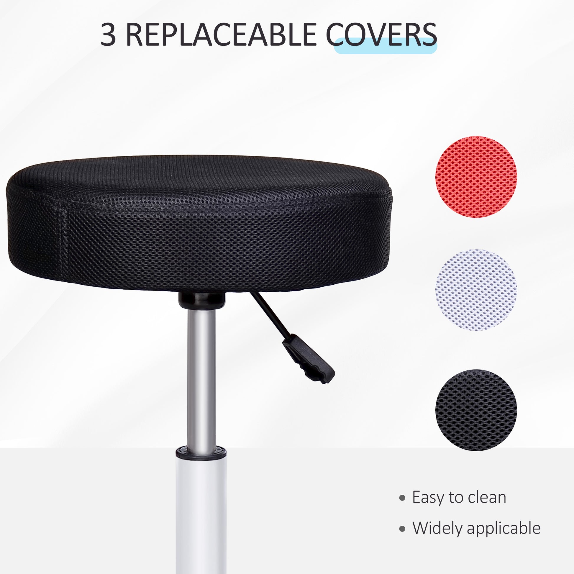 Adjustable Hydraulic Swivel Massage Salon Stool Facial Spa Tattoo Saddle Chair with 3 Changeable Seat Covers, Red/White/