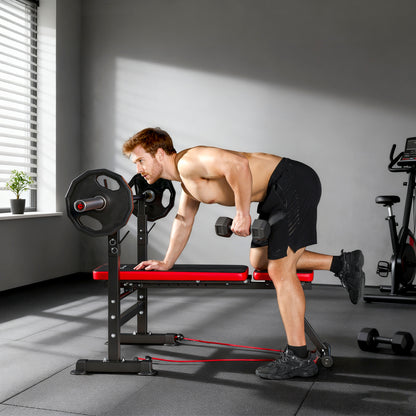 Soozier Adjustable Weight Bench with Squat Rack, Incline Flat Bench Press with Barbell Rack for Home Gym, 660 lbs Capaci