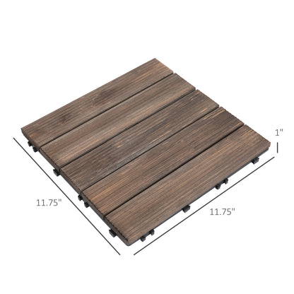 27 Pcs Wood Interlocking Deck Tiles, 12 x 12in Outdoor Flooring Tiles for Indoor and Outdoor Use, Tools Free Assembly, B