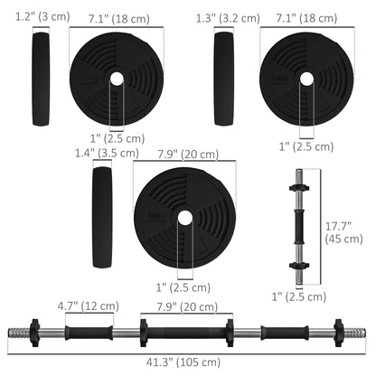 Soozier 44LBS 2-in-1 Adjustable Barbell & Dumbbells Set, Weights Set with Non-slip Handles for Men and Women Home Gym Tr