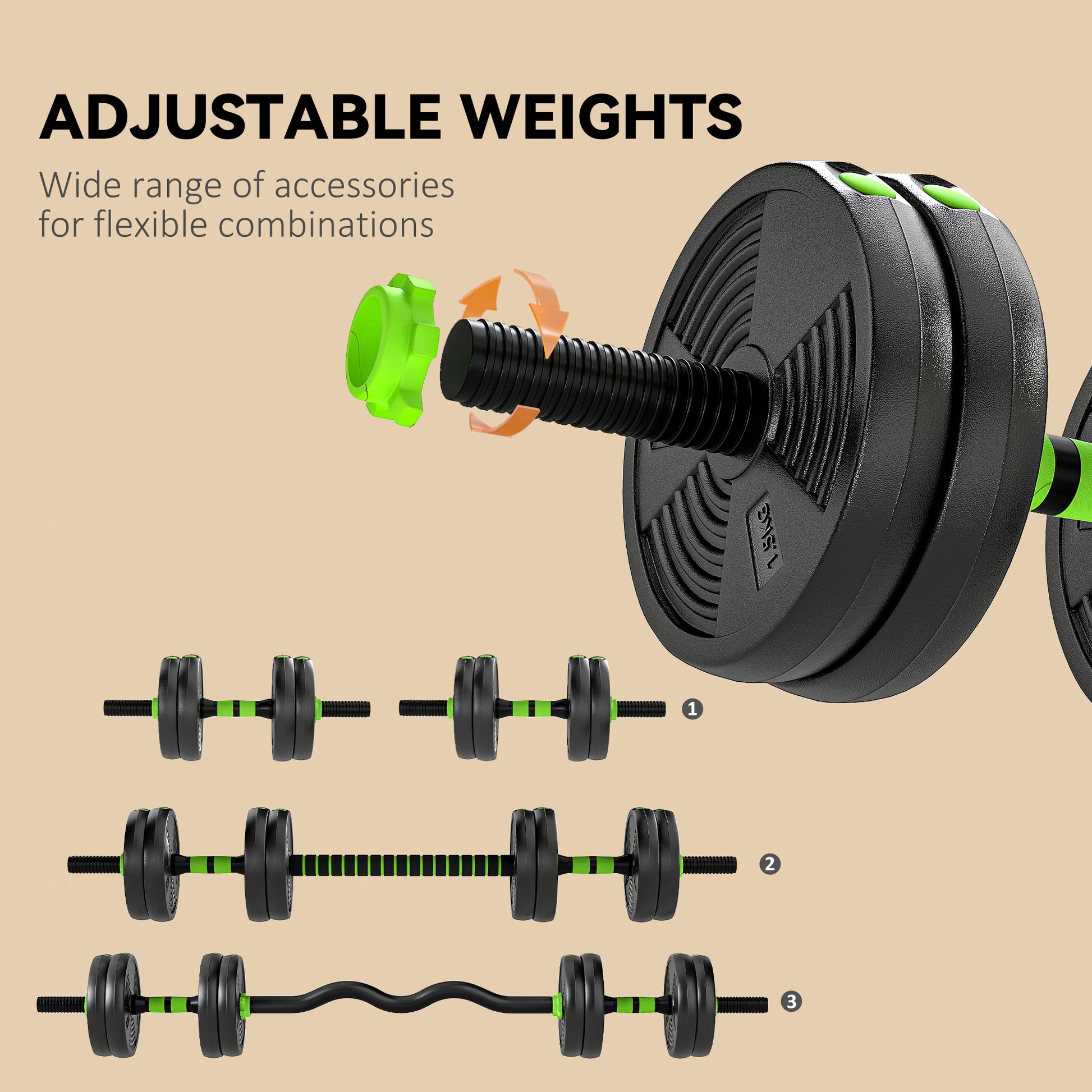 Soozier Adjustable Dumbbell Set, 3 in 1 Weights Dumbbells Set for Home Gym, 33lb Free Weights with Connector and Non-Sli