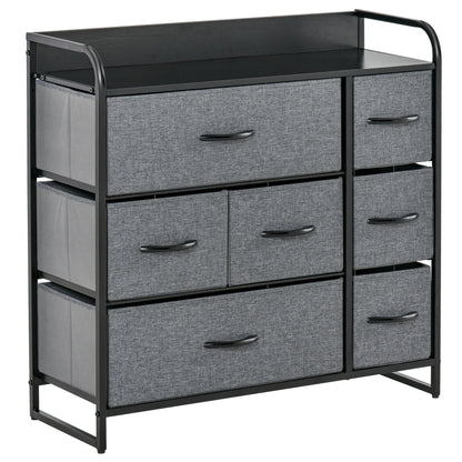 7-Bin Dresser Storage Tower Cabinet Organizer Unit, Easy Pull Fabric Bins with Metal Frame