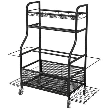 Soozier Garage Sports Equipment Organizer, Rolling Home Gym Storage Rack with Wheels, Dumbbell Rack and Ball Storage Hol