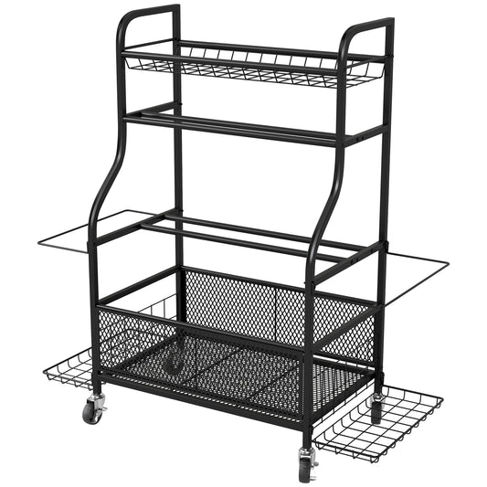 Soozier Garage Sports Equipment Organizer, Rolling Home Gym Storage Rack with Wheels, Dumbbell Rack and Ball Storage Hol
