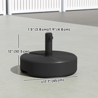 Patio Umbrella Base 33 lbs Water or 42 lbs Sand Filled, Outdoor Umbrella Stand for 1.5"/1.9" Poles Black