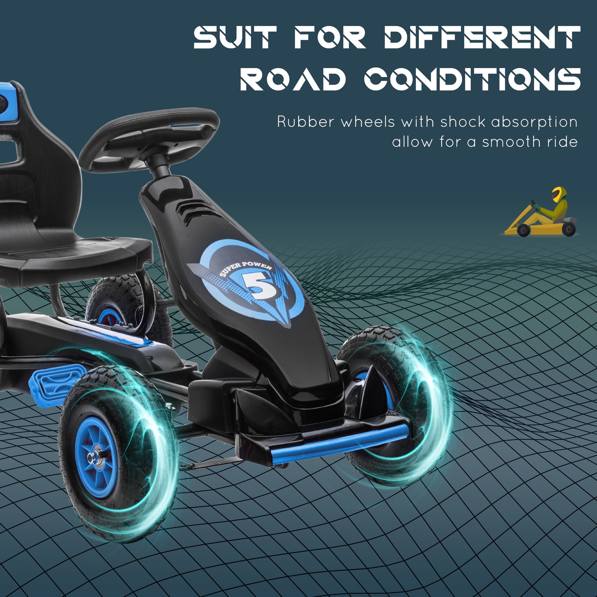 VarietyKart Kids Pedal Go Kart, Ride On Toys for Boys Girls with Ergonomic Adjustable Seat, Rubber Wheels Shock Absorb, 