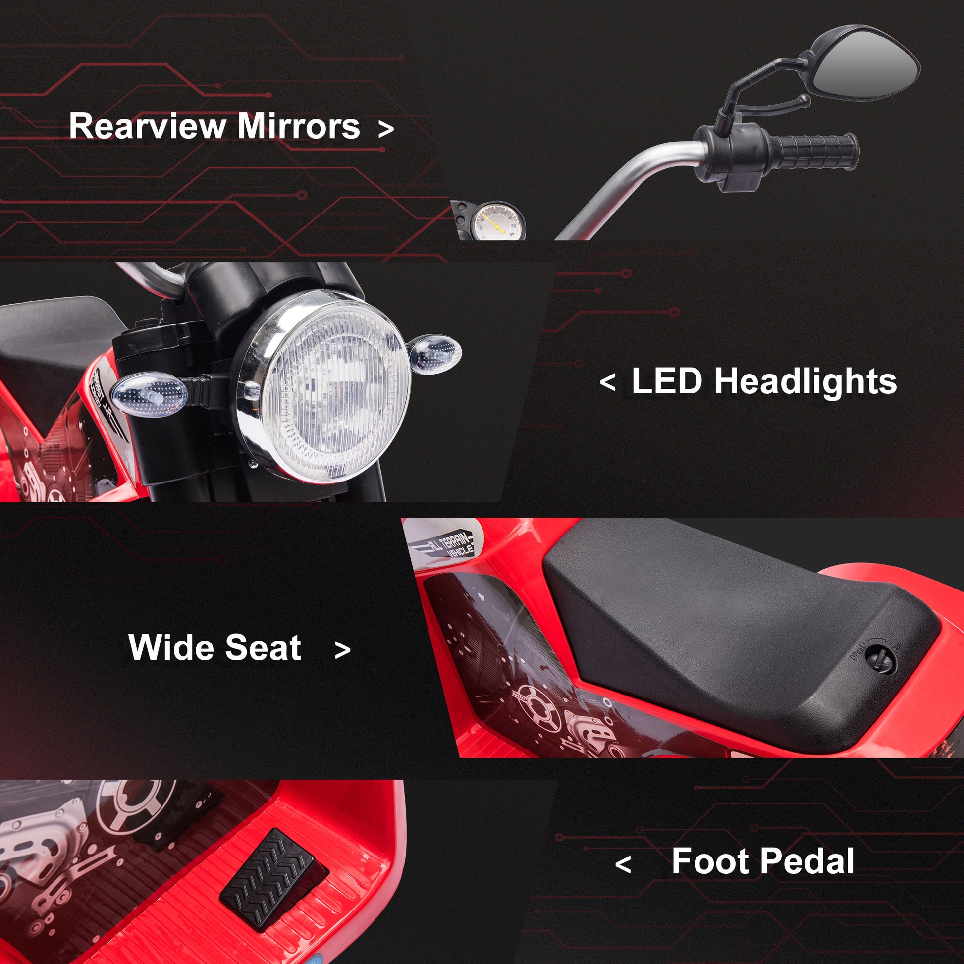 VarietyKart Kids Electric Motorcycle 6V Battery Powered Ride-On Dirt Bike 3-Wheels Motorbike with Horn Headlights Realis