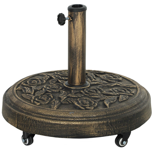 46 lbs Resin Round Patio Umbrella Base, Umbrella Stand with Wheels, Outdoor Umbrella Stand for 1.3"/1.5"/1.9" Umbrella P