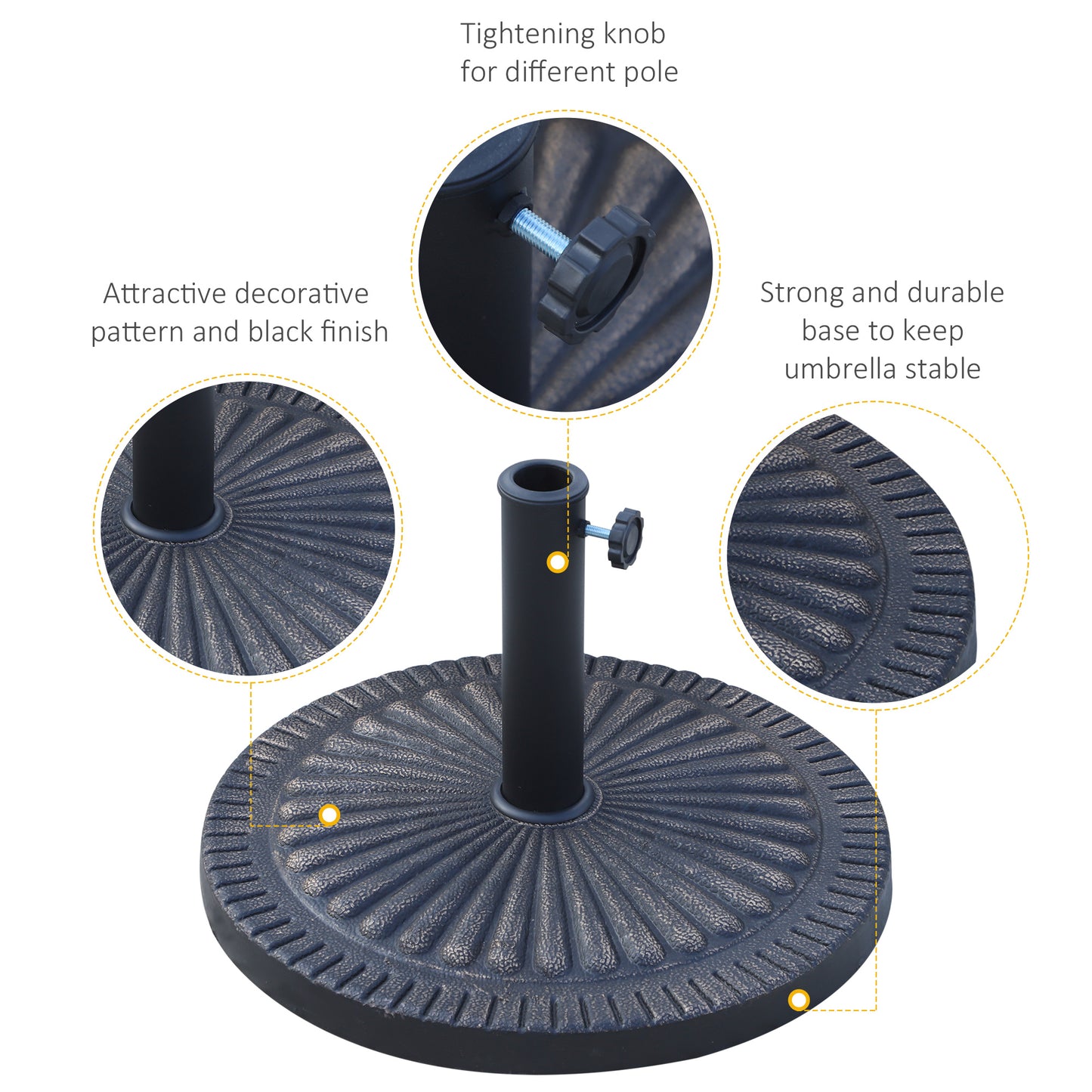31 lbs Resin Round Market Umbrella Base Holder 19" Decorative Parasol Stand for Patio, Outdoor, Backyard, Bronze