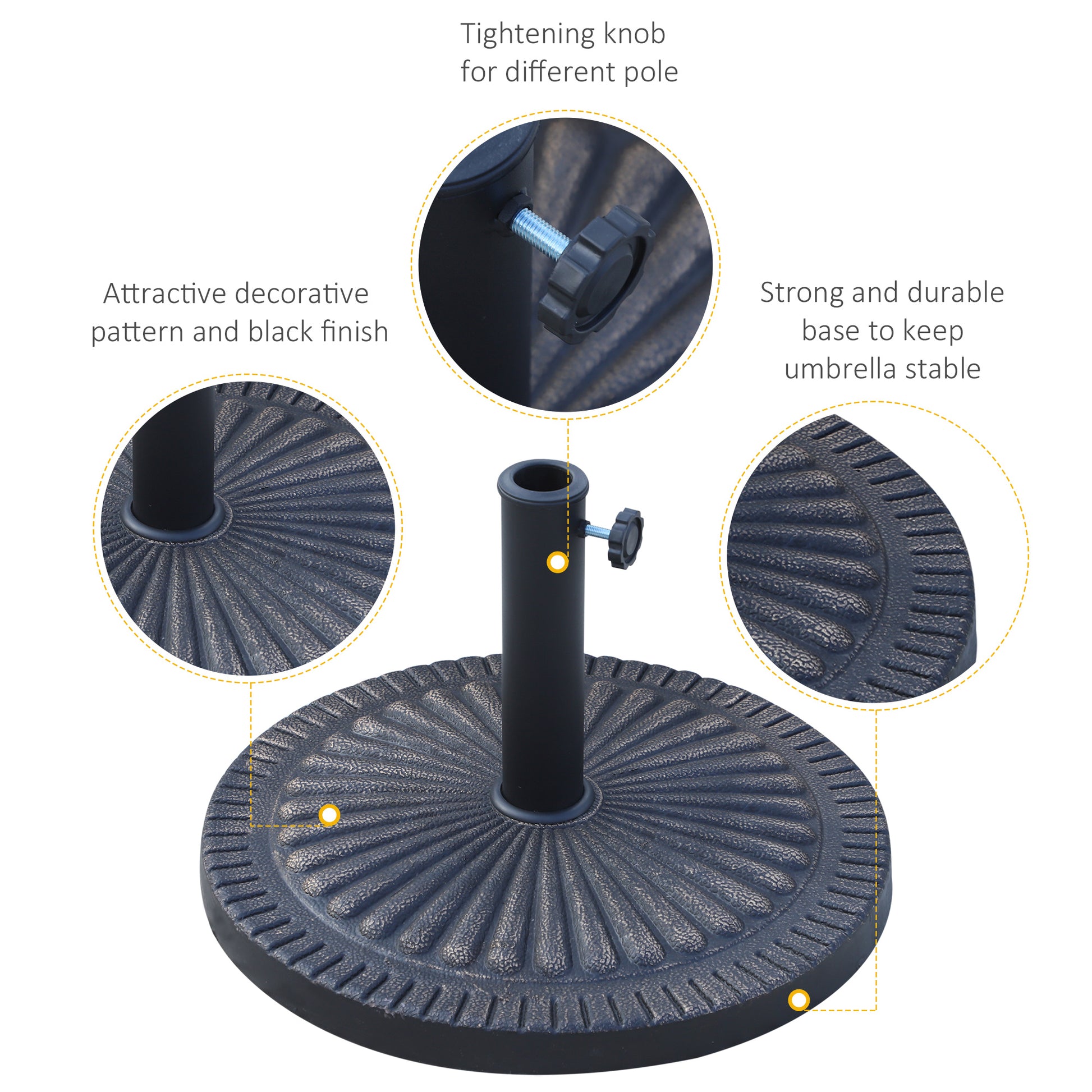 31 lbs Resin Round Market Umbrella Base Holder 19" Decorative Parasol Stand for Patio, Outdoor, Backyard, Bronze