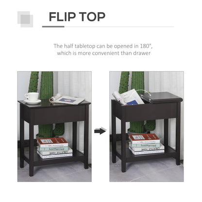 End Side Table in Flip Top Design with Cabinet and Bottom Shelf, Storage Furniture Decoration for Bedroom Living Room Of