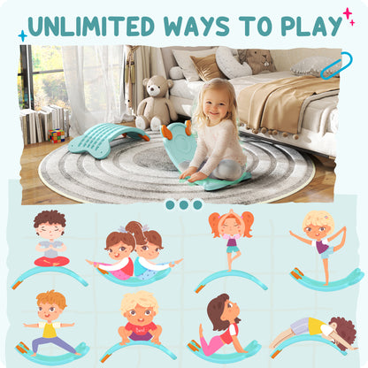Qaba 24.4" Kids Balance Board, Wobble Board Toddler Curved Rocker, Preschool Balance & Sensory Play Toy, Ages 3-6 Light 