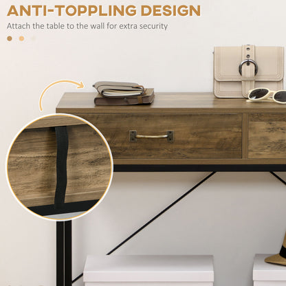 39" Vintage Console Table, Narrow Entryway Table with Drawers, Storage Shelf for Behind Couch, Living Room, Hallway, Bed