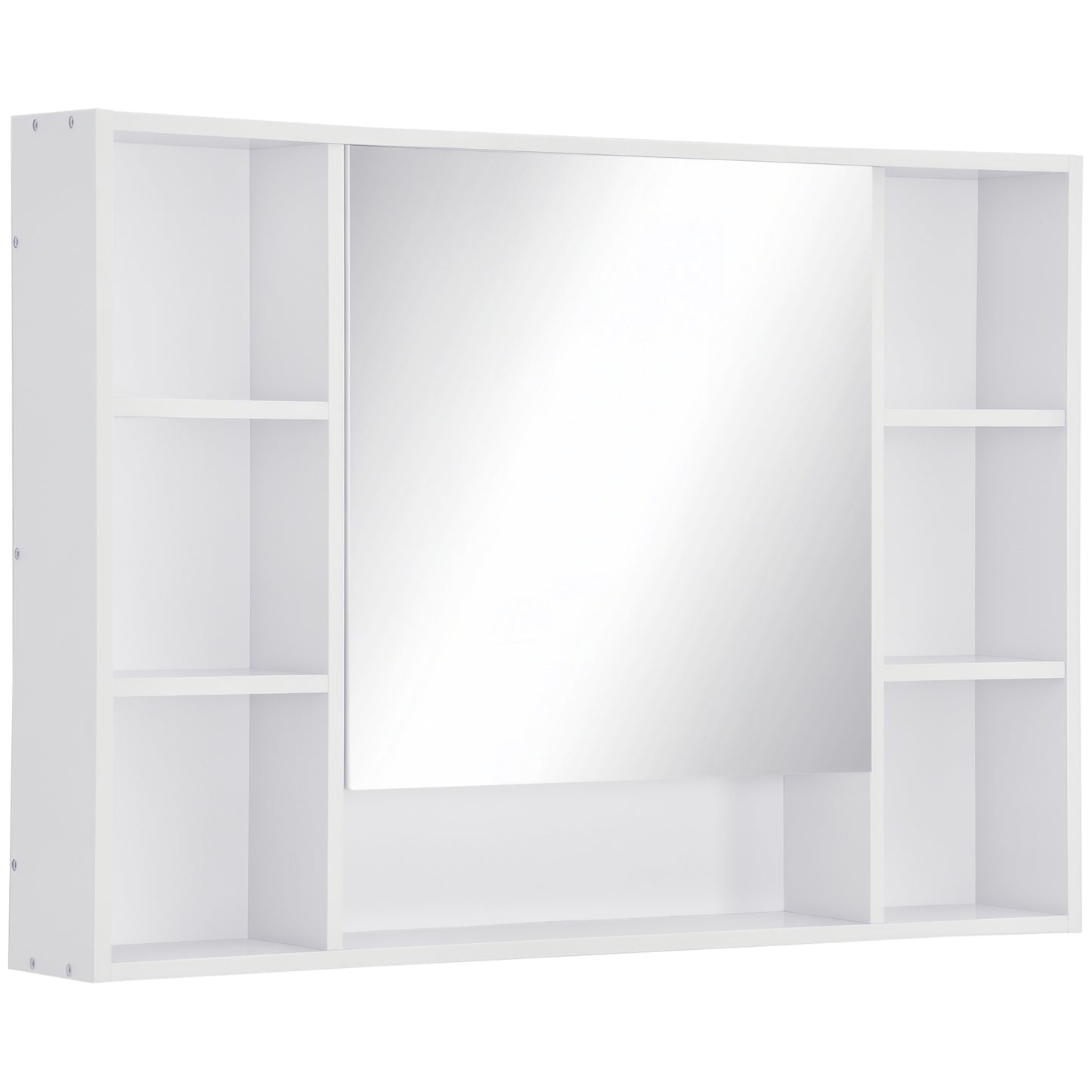 Wall Mounted Medicine Cabinet, 39.25"W x 27.5"H Bathroom Mirror Cabinet with Single Mirrored Door, Shelves and Storage C