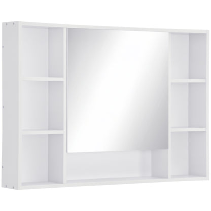 Wall Mounted Medicine Cabinet, 39.25"W x 27.5"H Bathroom Mirror Cabinet with Single Mirrored Door, Shelves and Storage C