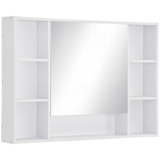 Wall Mounted Medicine Cabinet, 39.25"W x 27.5"H Bathroom Mirror Cabinet with Single Mirrored Door, Shelves and Storage C